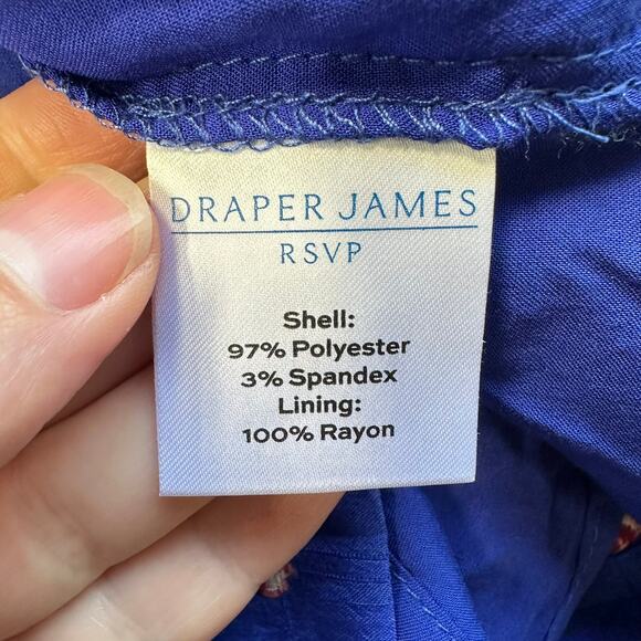 NWT Draper Jaems RSVP Tie Waist Mide Dress Cobalt Blue Floral Large - Picture 11 of 14